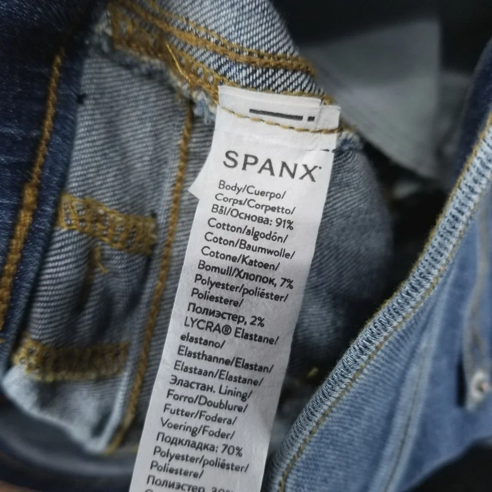 Spanx Jeans Womens S Blue Straight Pull On Shaping Faded Medium Wash‎ Stretch